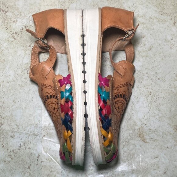 Handcrafted Leather Sandals Guaraches By Artesanas Yajaira Vacation Casual Boho - Picture 7 of 8
